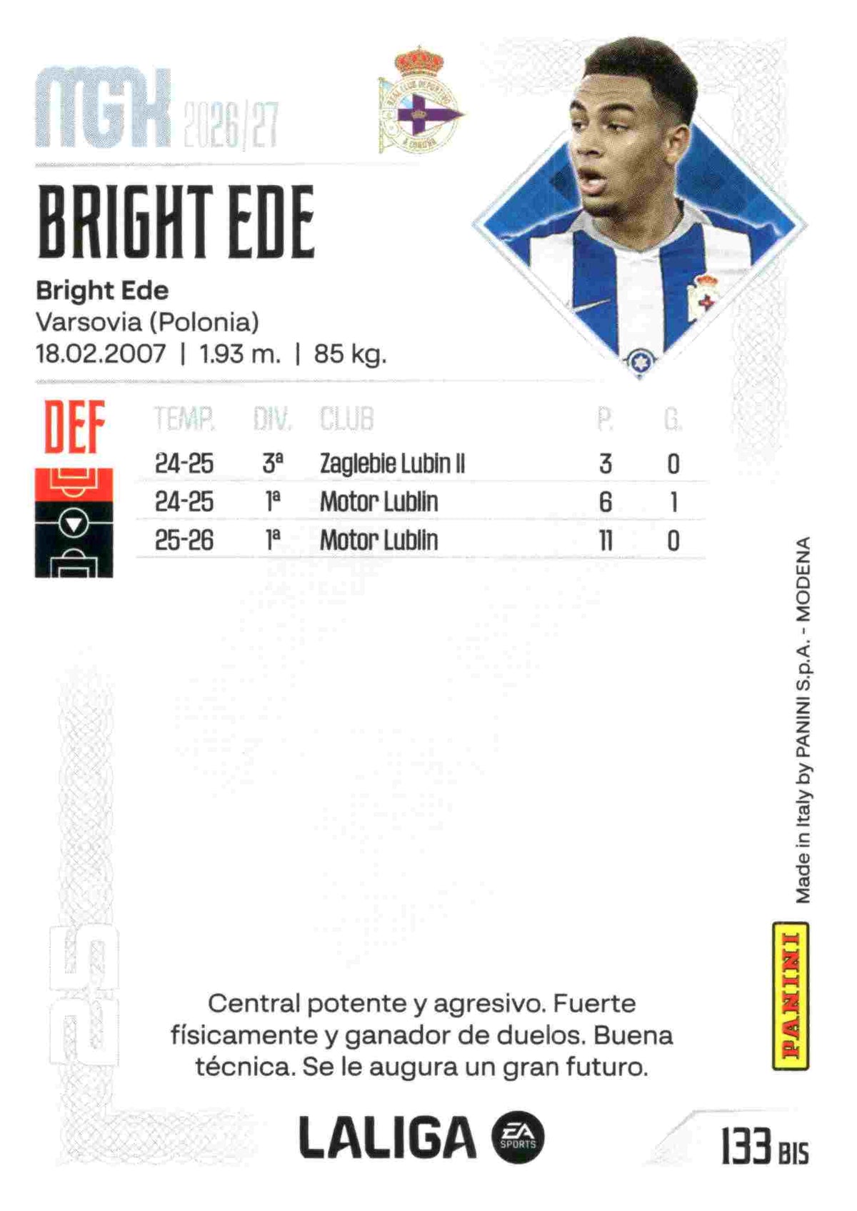 Panini | Megacracks | 2026-2027 | #133 Bis  | Bright Ede | RC Deportivo | Basico Bis