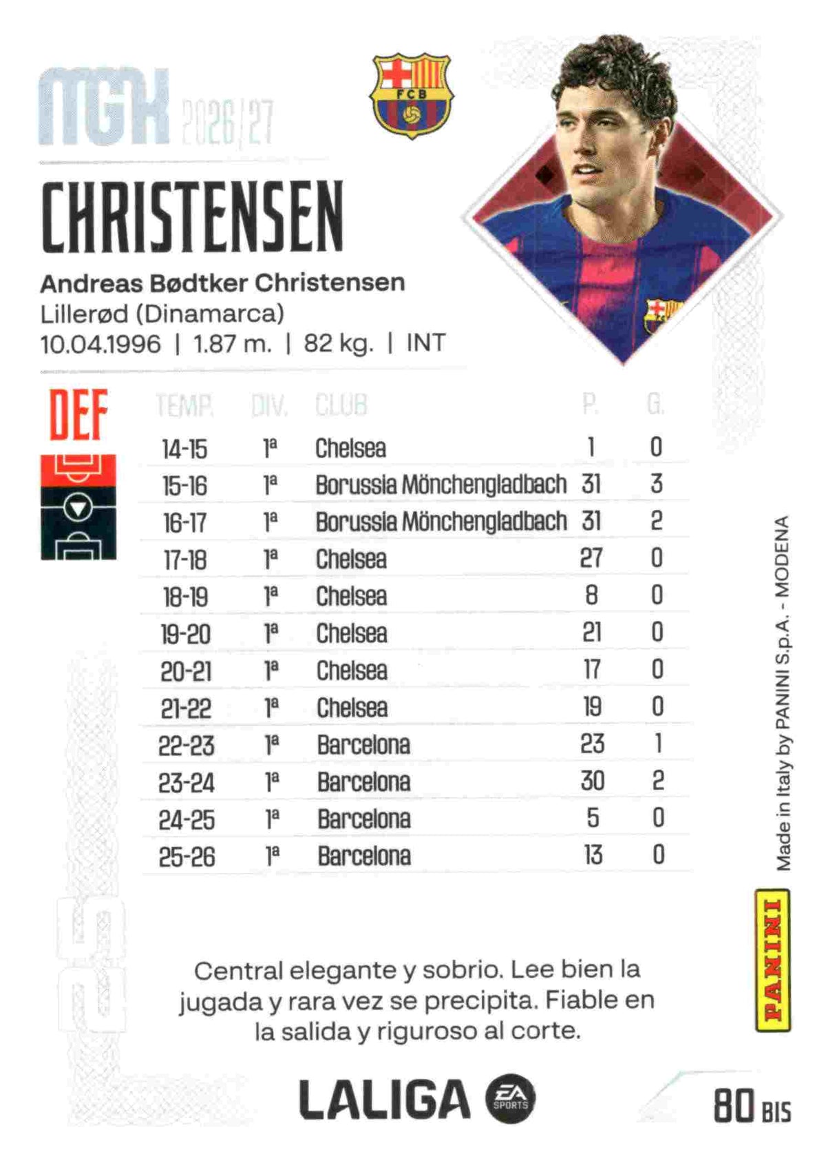 Panini | Megacracks | 2026-2027 | #80 Bis  | Christensen | FC Barcelona | Basico Bis