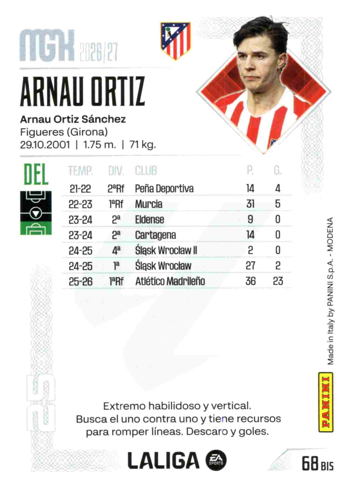 Panini | Megacracks | 2026-2027 | #68 Bis  | Arnau Ortiz | Atlético de Madrid | Basico Bis