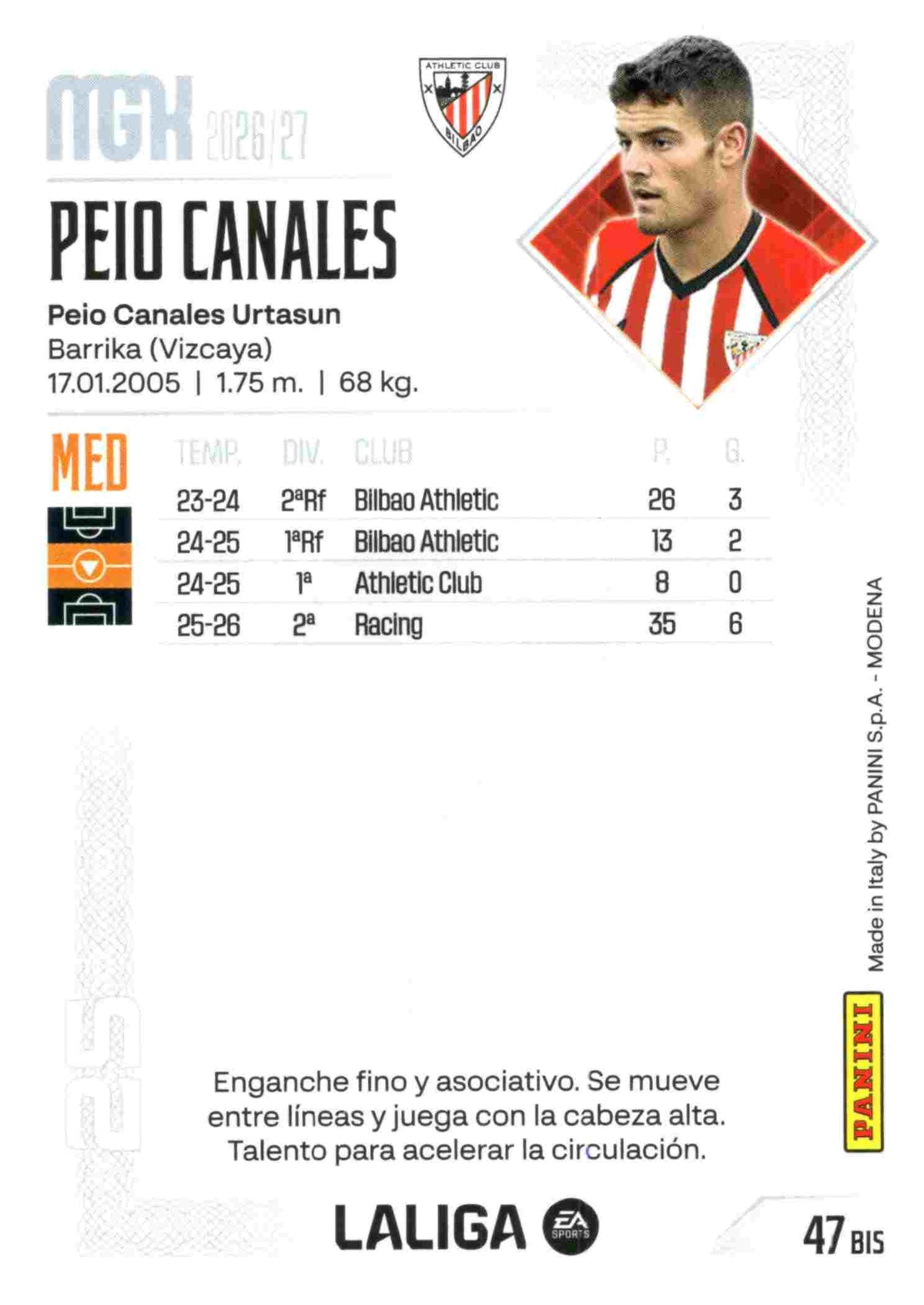 Panini | Megacracks | 2026-2027 | #47 Bis  | Peio Canales | Athletic Club | Basico Bis