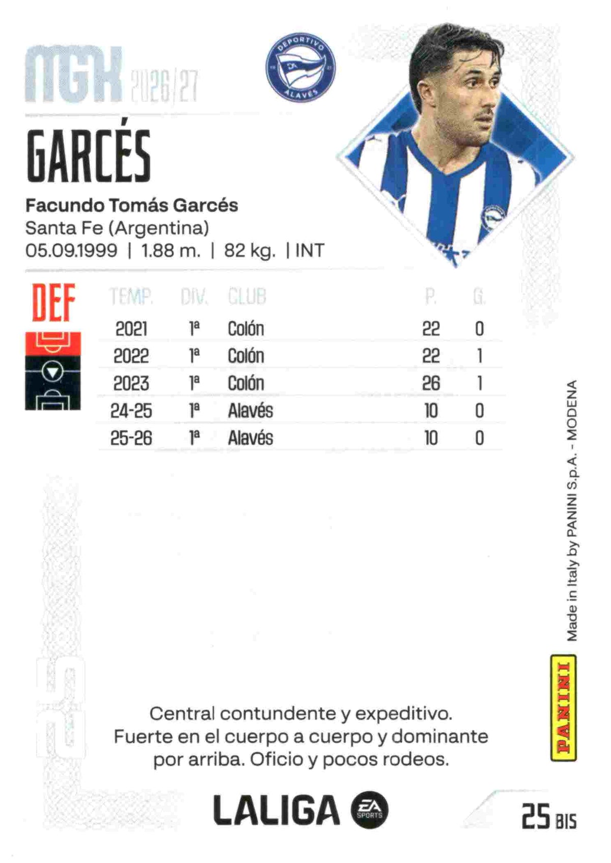 Panini | Megacracks | 2026-2027 | #25 Bis  | Garcés | D. Alavés | Basico Bis