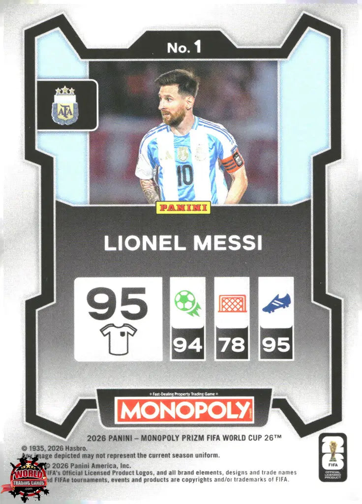 #PMPWC/001 | Panini | Monopoly | Prizm | FIFA World Cup | 2026 | Lionel Messi | Base