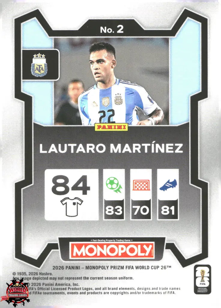 #PMPWC/002 | Panini | Monopoly | Prizm | FIFA World Cup | 2026 | Lautaro Martinez | Base