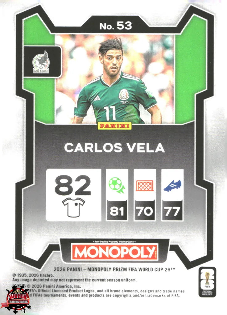 #PMPWC/053 | Panini | Monopoly | Prizm | FIFA World Cup | 2026 | Carlos Vela | Base