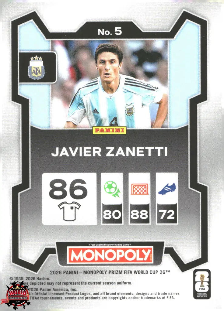 #PMPWC/005 | Panini | Monopoly | Prizm | FIFA World Cup | 2026 | Javier Zanetti | Base