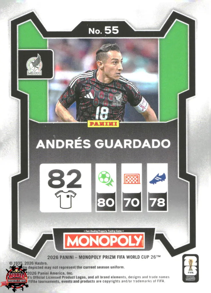 #PMPWC/055 | Panini | Monopoly | Prizm | FIFA World Cup | 2026 | Andres Guardado | Base
