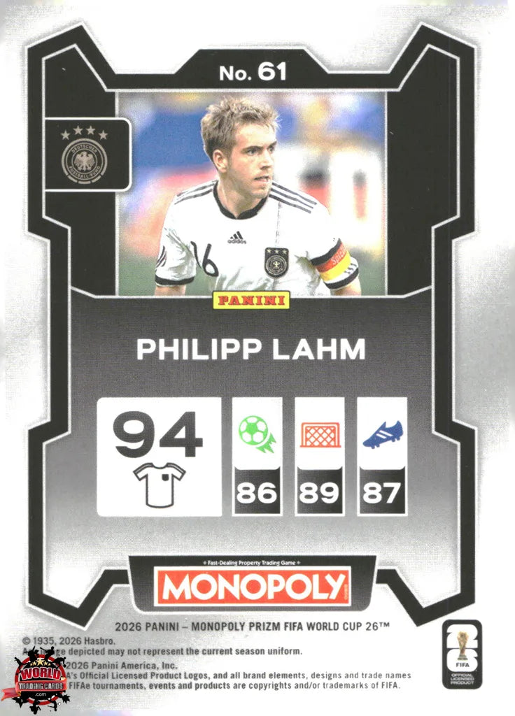 #PMPWC/061 | Panini | Monopoly | Prizm | FIFA World Cup | 2026 | Philipp Lahm | Base