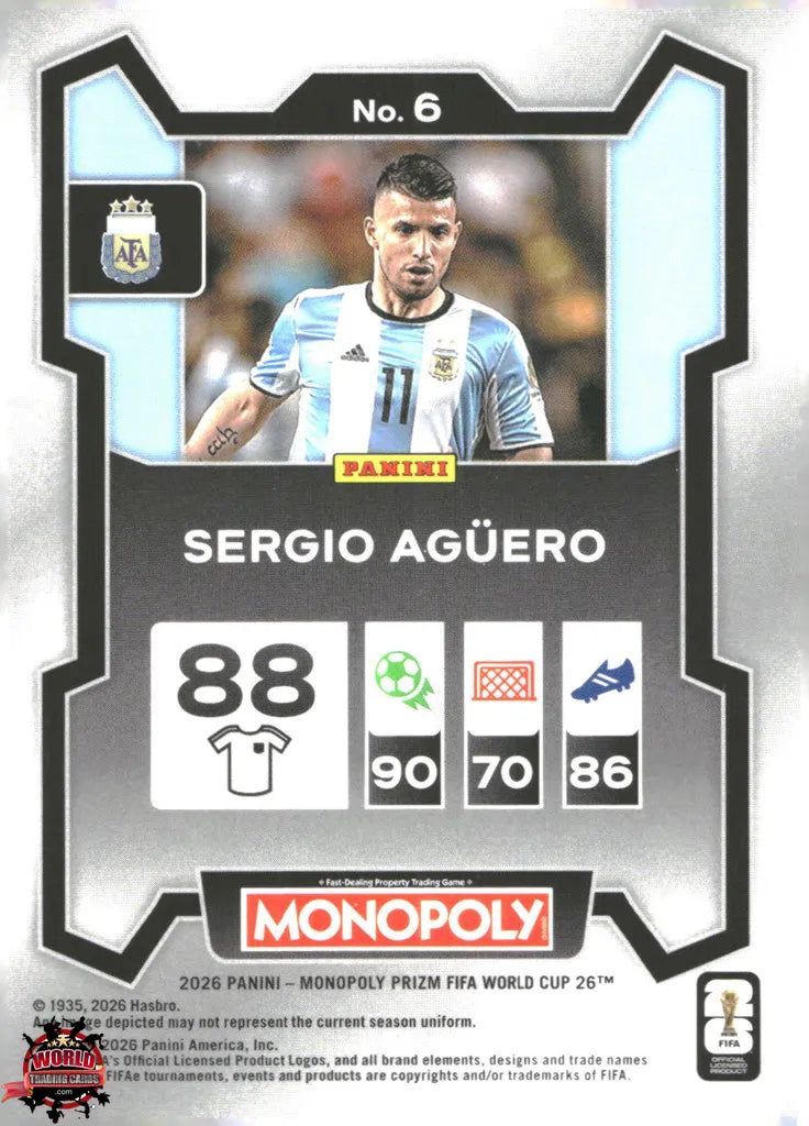 #PMPWC/006 | Panini | Monopoly | Prizm | FIFA World Cup | 2026 | Sergio Aguero | Base