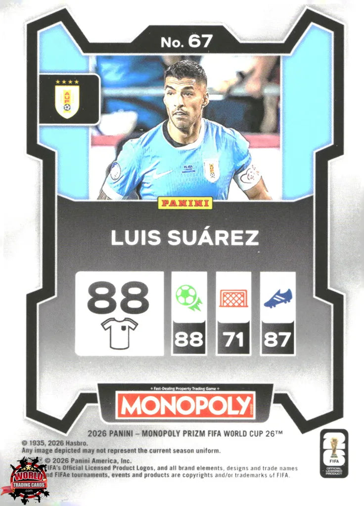 #PMPWC/067 | Panini | Monopoly | Prizm | FIFA World Cup | 2026 | Luis Suarez | Base