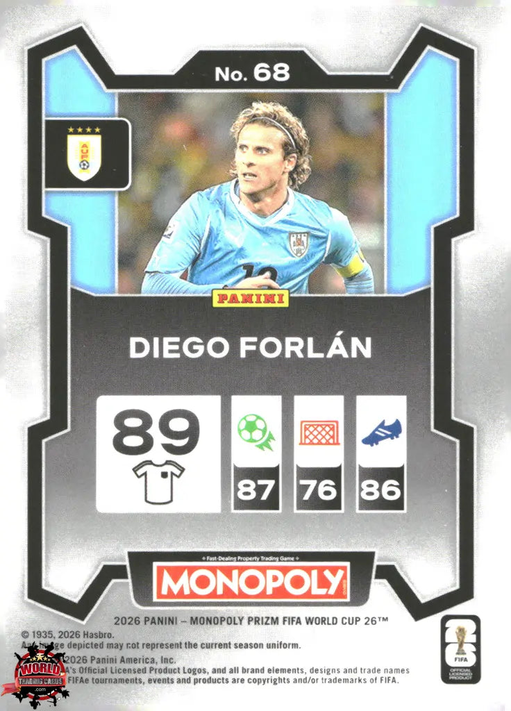 #PMPWC/068 | Panini | Monopoly | Prizm | FIFA World Cup | 2026 | Diego Forlan | Base