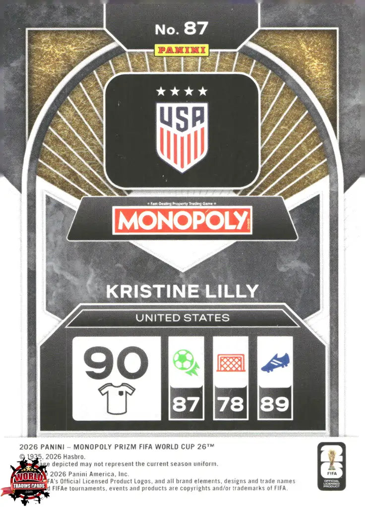 #PMPWC/087 | Panini | Monopoly | Prizm | FIFA World Cup | 2026 | Kristine Lilly | Base