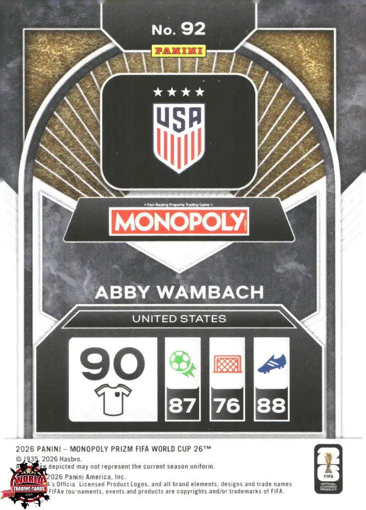 #PMPWC/092 | Panini | Monopoly | Prizm | FIFA World Cup | 2026 | Abby Wambach | Base