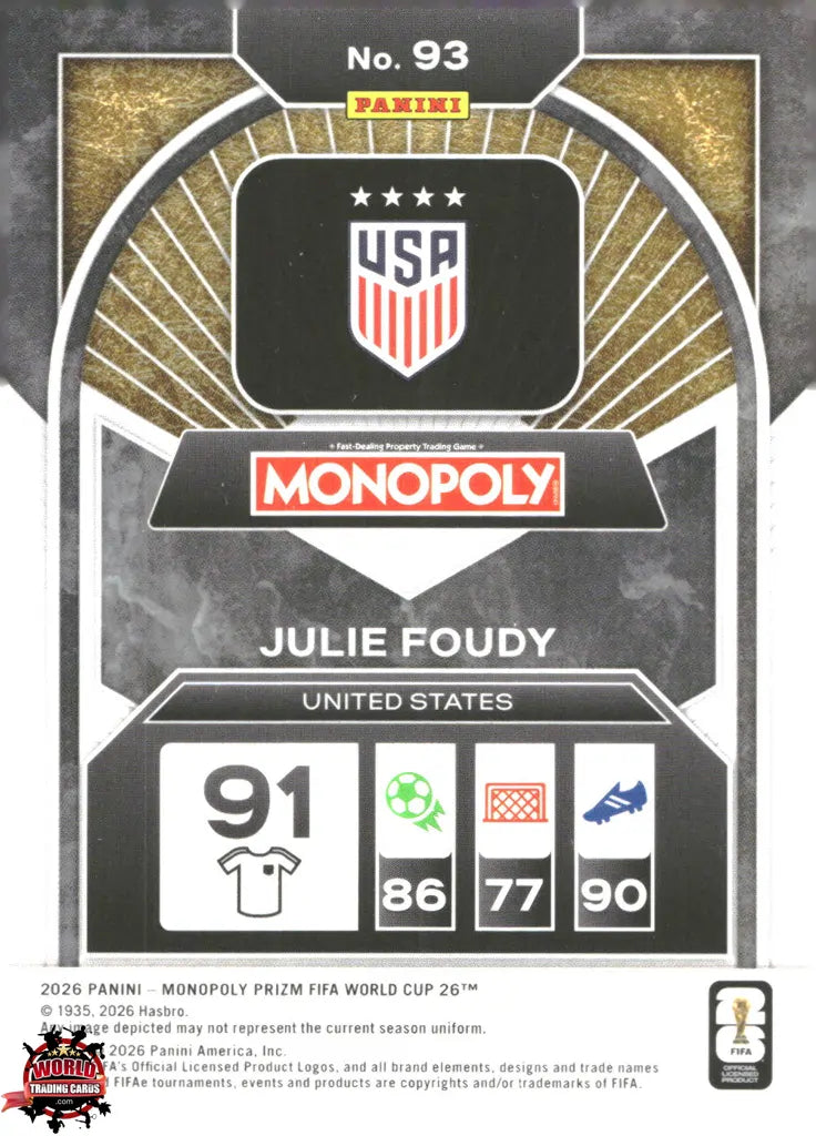 #PMPWC/093 | Panini | Monopoly | Prizm | FIFA World Cup | 2026 | Julie Foudy | Base