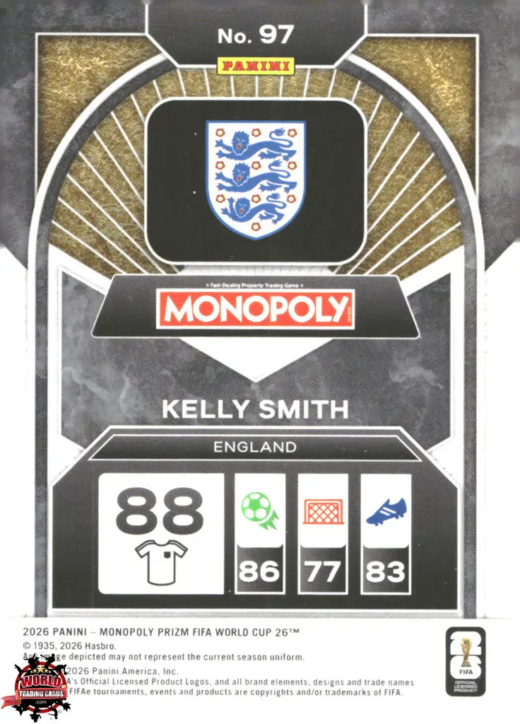 #PMPWC/097 | Panini | Monopoly | Prizm | FIFA World Cup | 2026 | Kelly Smith | Base