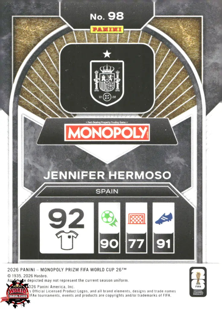 #PMPWC/098 | Panini | Monopoly | Prizm | FIFA World Cup | 2026 | Jennifer Hermoso | Base
