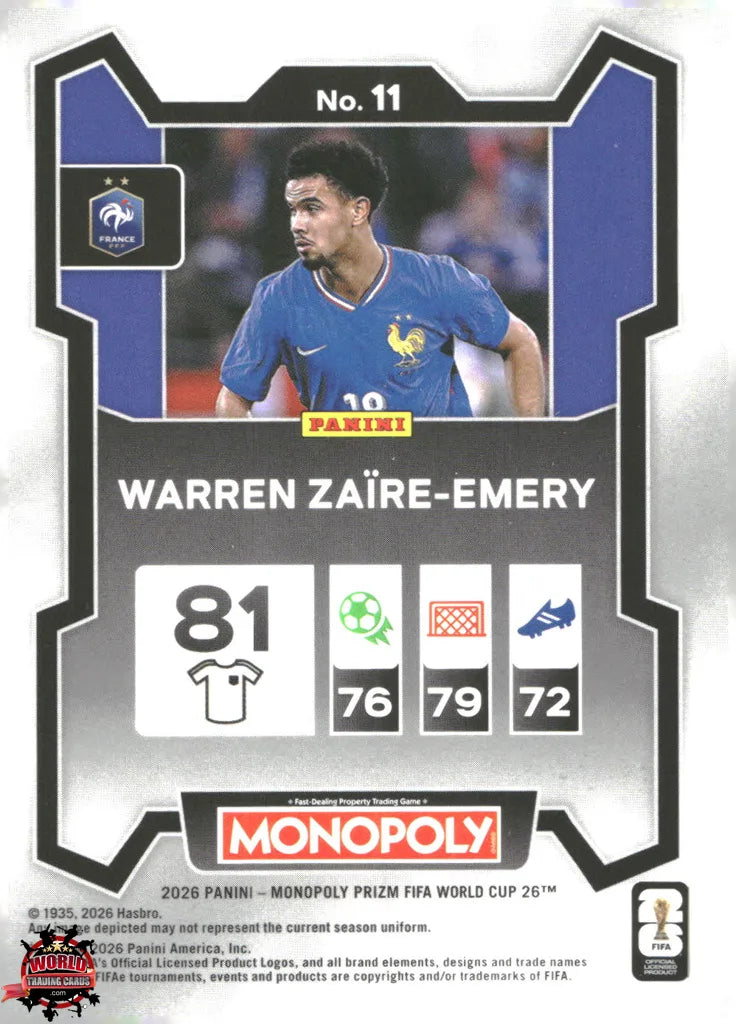 #PMPWC/011 | Panini | Monopoly | Prizm | FIFA World Cup | 2026 | Warren Zaire Emery | Base