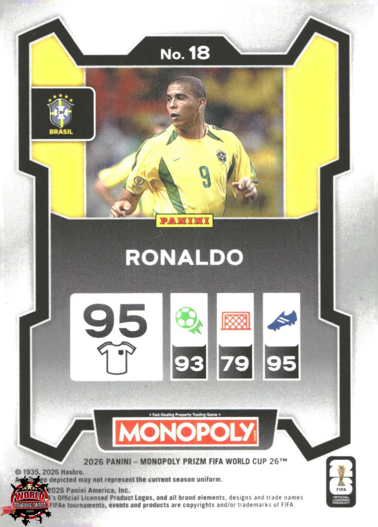 #PMPWC/018 | Panini | Monopoly | Prizm | FIFA World Cup | 2026 | Ronaldo Nazario | Base