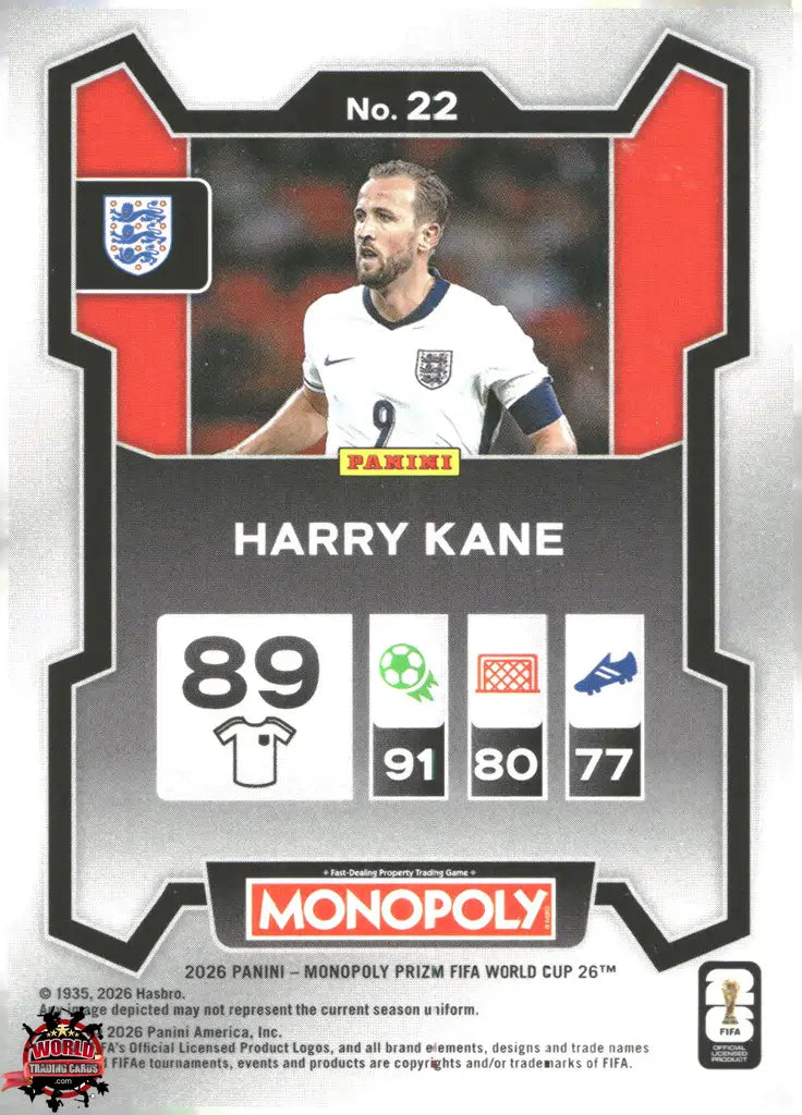 #PMPWC/022 | Panini | Monopoly | Prizm | FIFA World Cup | 2026 | Harry Kane | Base