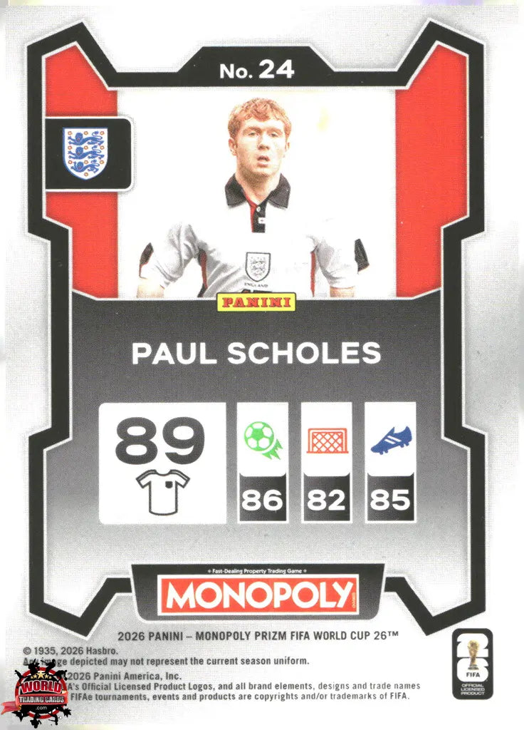 #PMPWC/024 | Panini | Monopoly | Prizm | FIFA World Cup | 2026 | Paul Sholes | Base