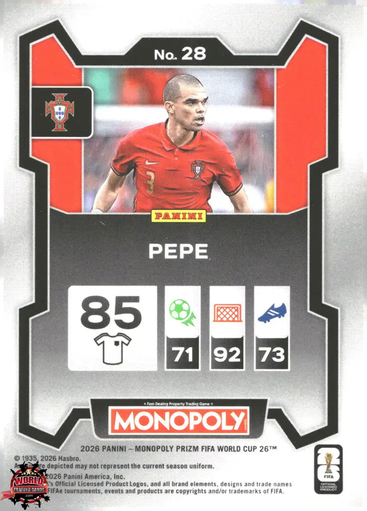 #PMPWC/028 | Panini | Monopoly | Prizm | FIFA World Cup | 2026 | Pepe | Base