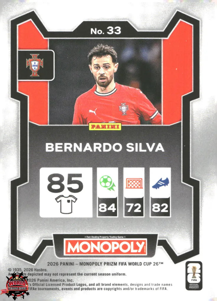 #PMPWC/033 | Panini | Monopoly | Prizm | FIFA World Cup | 2026 | Bernardo Silva | Base
