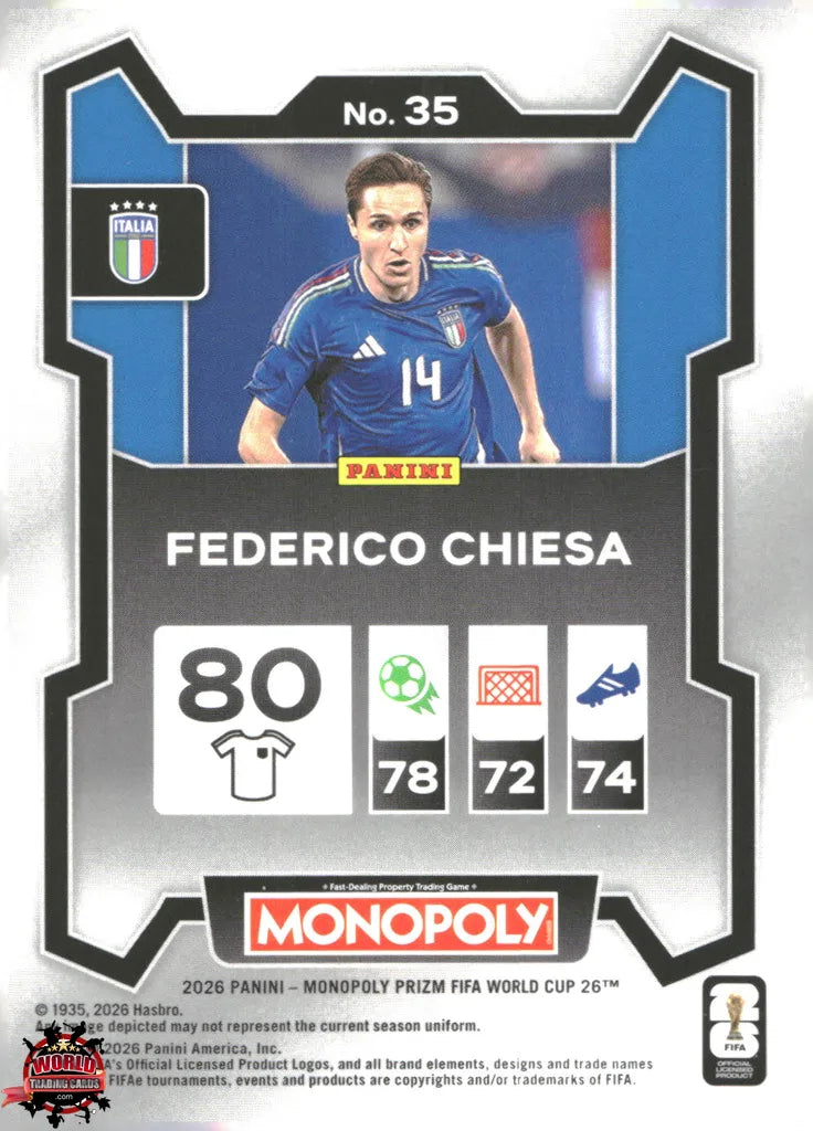 #PMPWC/035 | Panini | Monopoly | Prizm | FIFA World Cup | 2026 | Federico Chiesa | Base