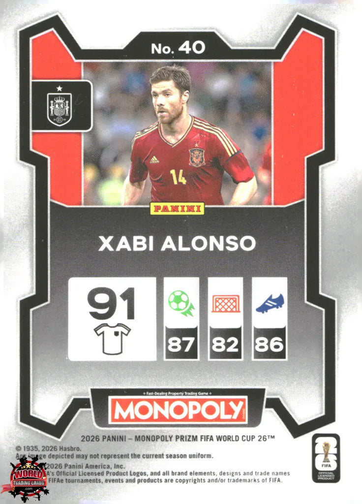 #PMPWC/040 | Panini | Monopoly | Prizm | FIFA World Cup | 2026 | Xabi Alonso | Base