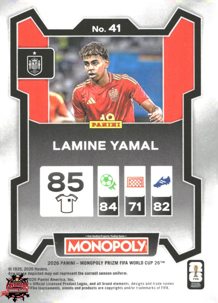 #PMPWC/041 | Panini | Monopoly | Prizm | FIFA World Cup | 2026 | Lamine Yamal | Base