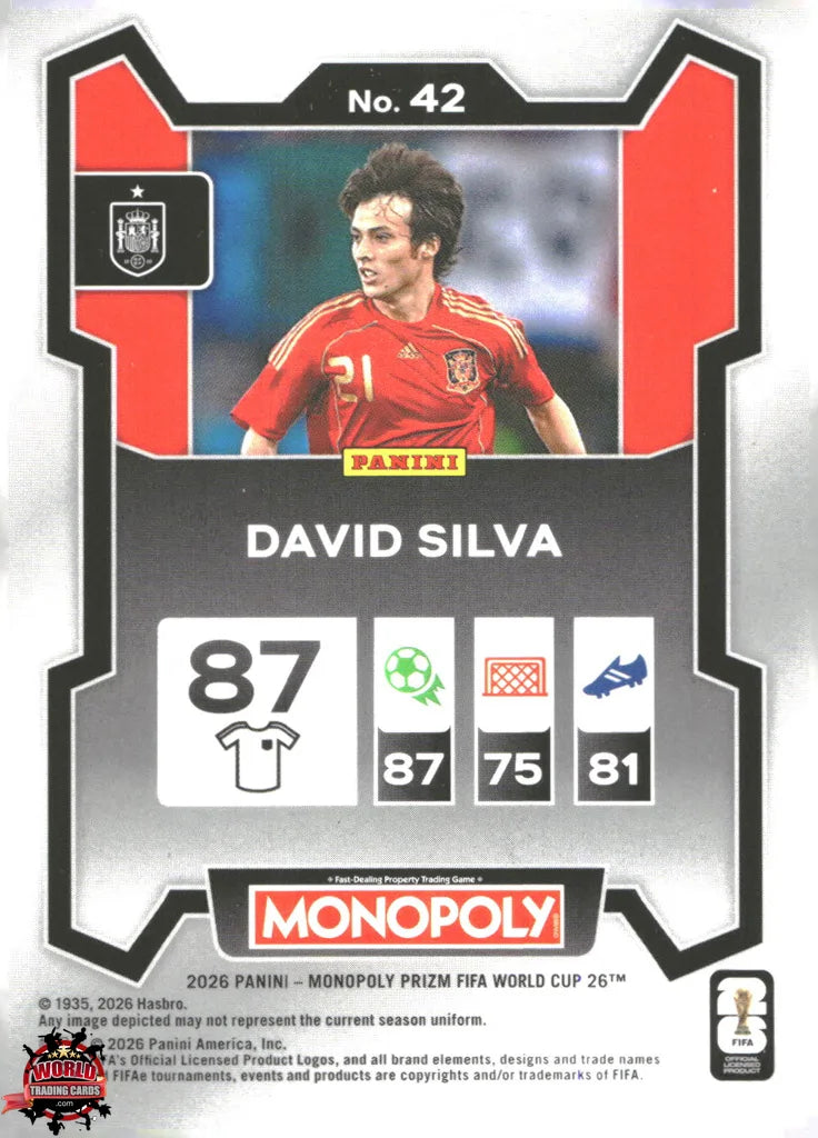 #PMPWC/042 | Panini | Monopoly | Prizm | FIFA World Cup | 2026 | David Silva | Base