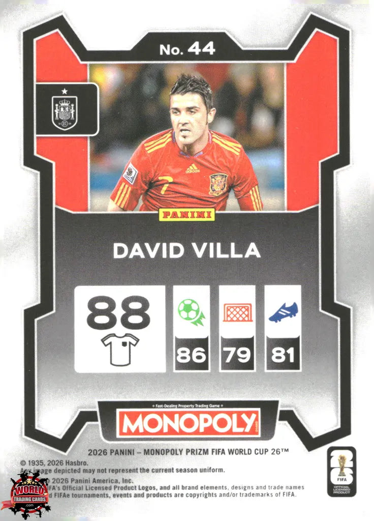 #PMPWC/044 | Panini | Monopoly | Prizm | FIFA World Cup | 2026 | David Villa | Base
