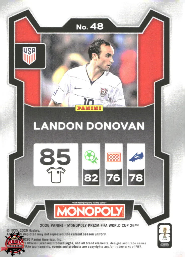 #PMPWC/048 | Panini | Monopoly | Prizm | FIFA World Cup | 2026 | Landon Donovan | Base