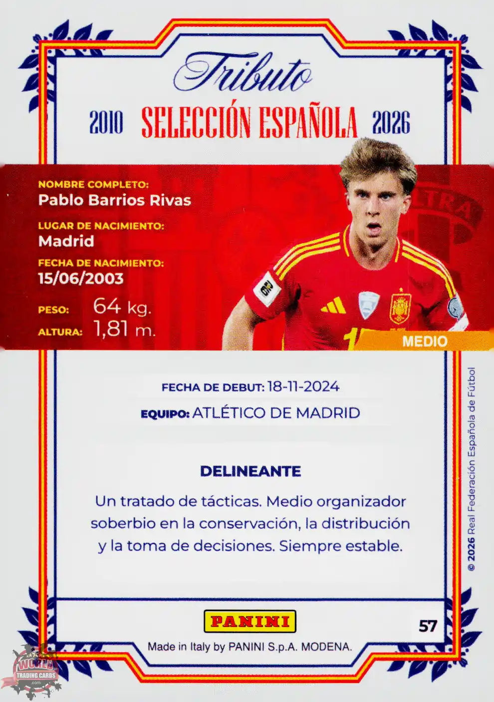 #PTBESP/57 | Panini | Tributo España | Vamos Campeones | 2026 | La Roja 2026 | Barrios