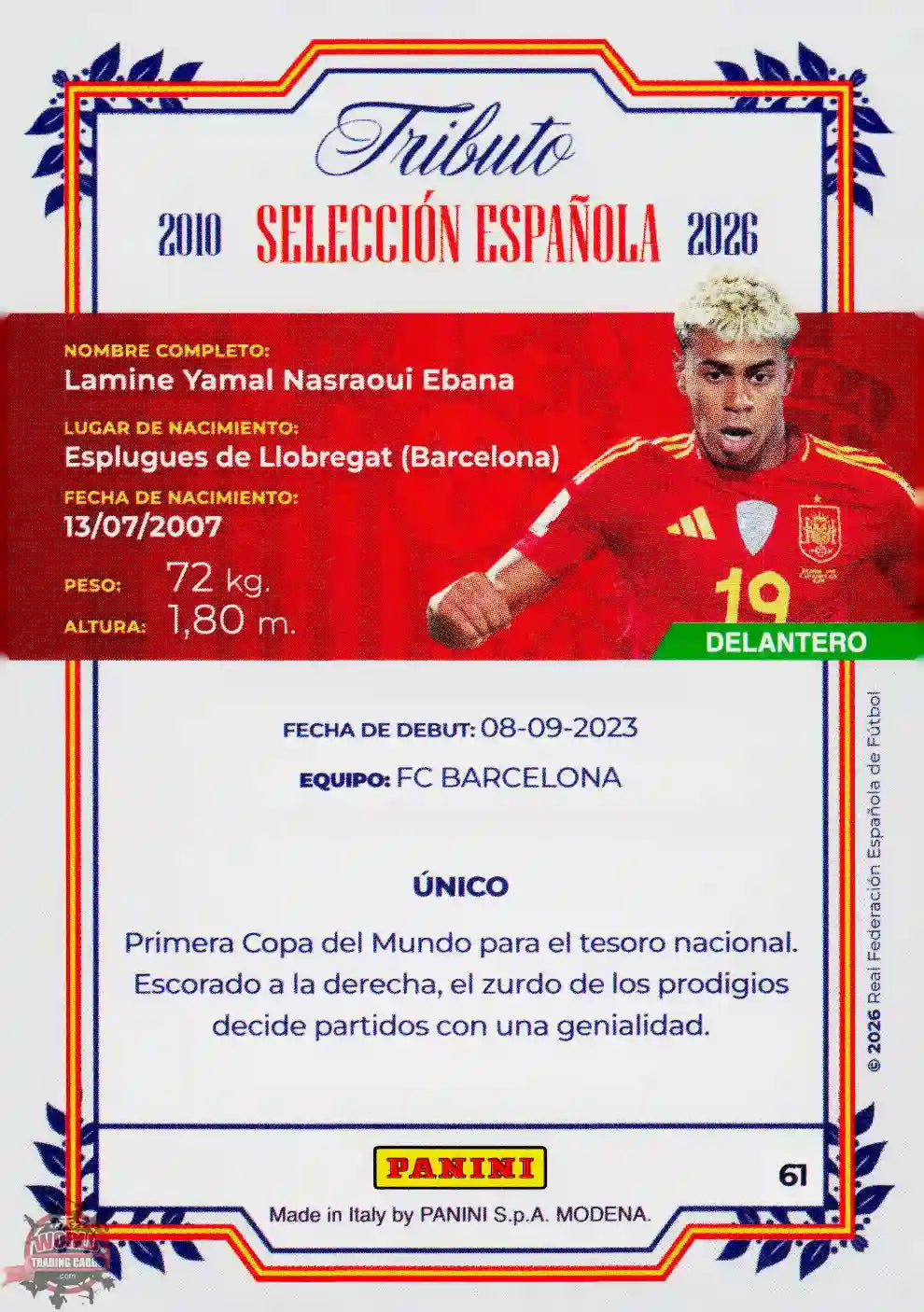 #PTBESP/61 | Panini | Tributo España | Vamos Campeones | 2026 | La Roja 2026 | Lamine Yamal