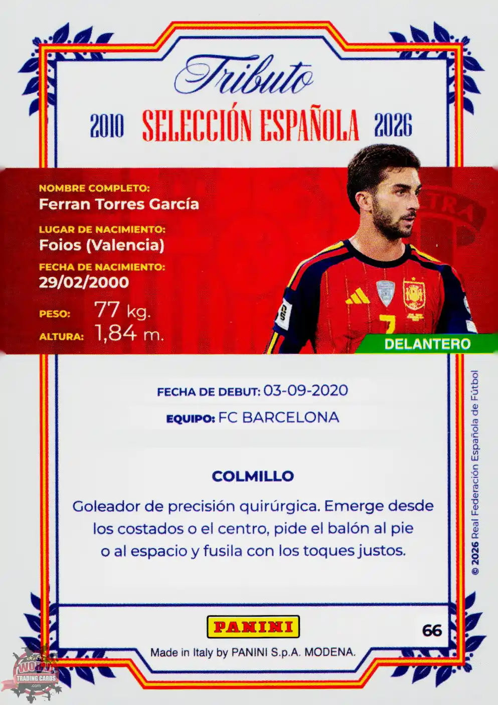 #PTBESP/66 | Panini | Tributo España | Vamos Campeones | 2026 | La Roja 2026 | Ferran Torres
