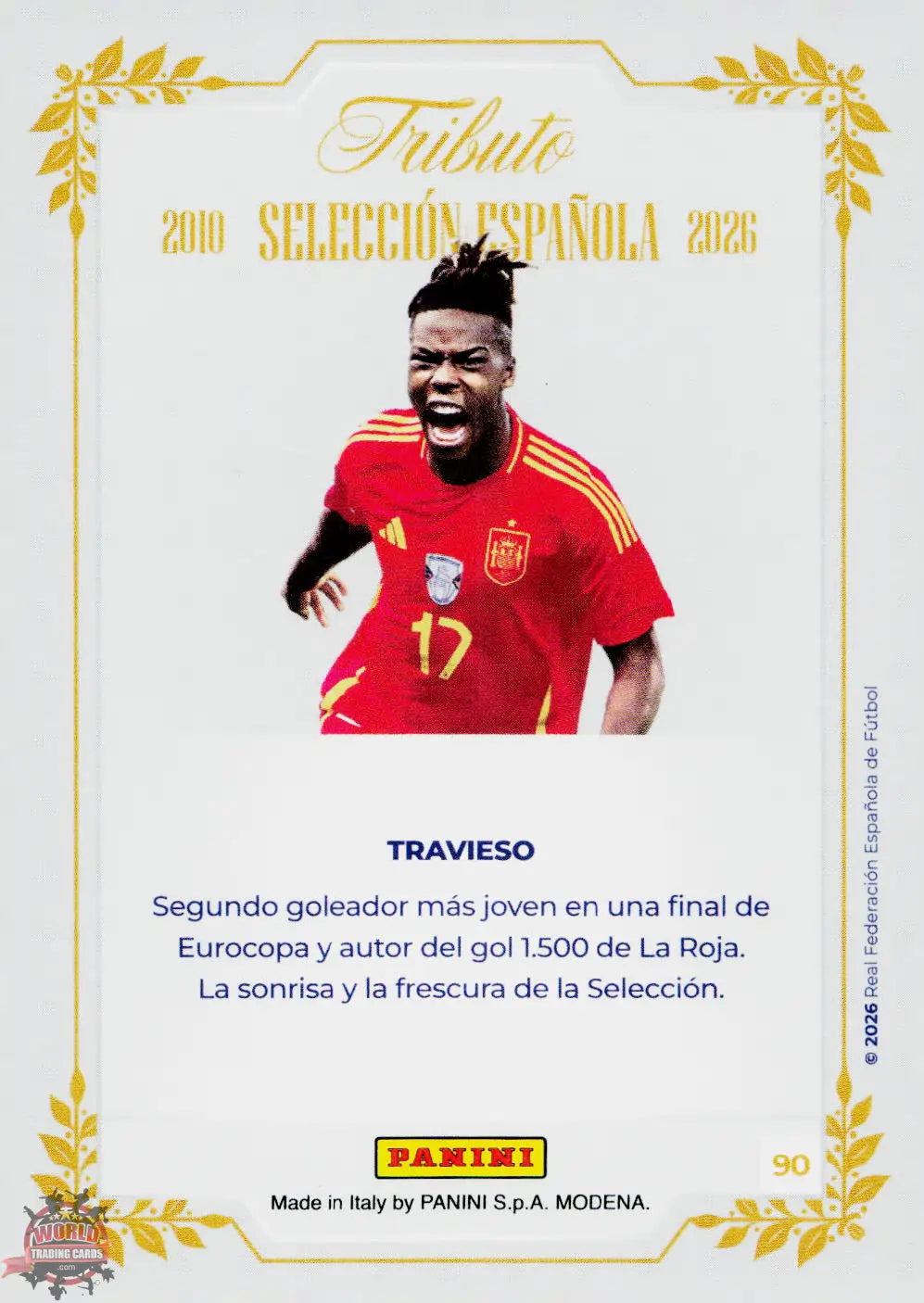 #PTBESP/90 | Panini | Tributo España | Vamos Campeones | 2026 | PANINI GOLD | Nico Williams