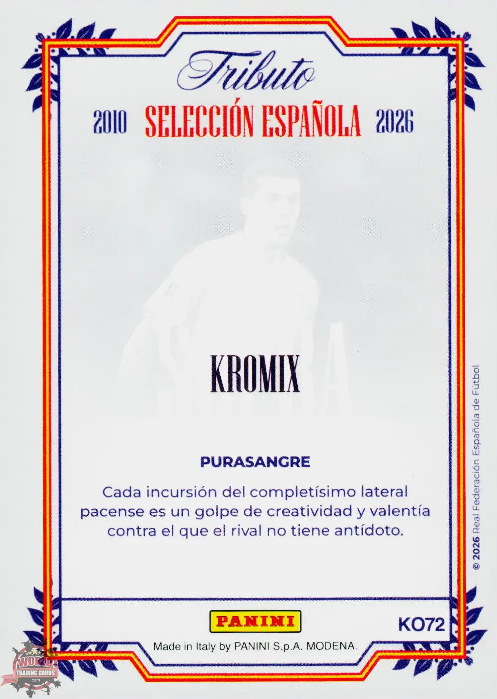 #PTBESP/KO72 | Panini | Tributo España | Vamos Campeones | 2026 | PARALLELS SUPRA KROMIX GOLD | Pedro Porro