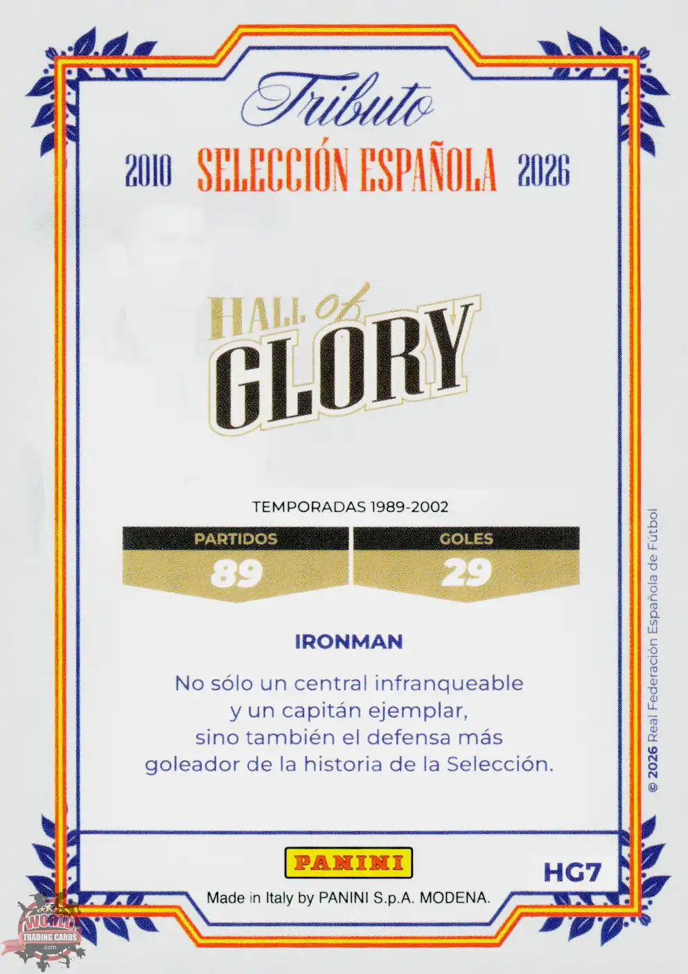 #PTBESP/HG07 | Panini | Tributo España | Vamos Campeones | 2026 | HALL OF GLORY | Fernando Hierro