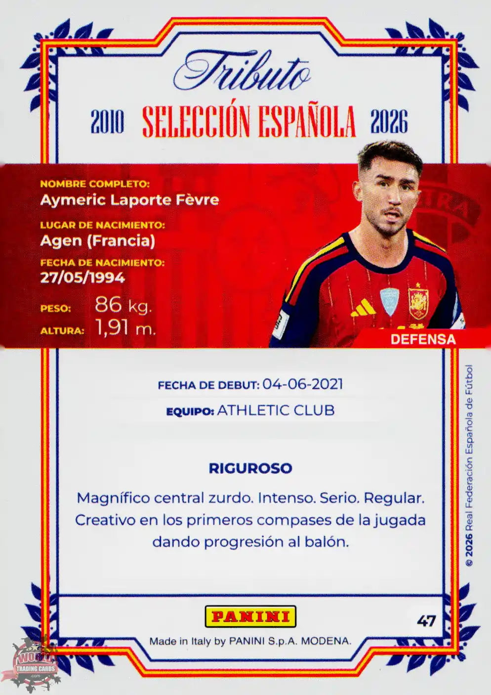#PTBESP/47 | Panini | Tributo España | Vamos Campeones | 2026 | La Roja 2026 | Laporte