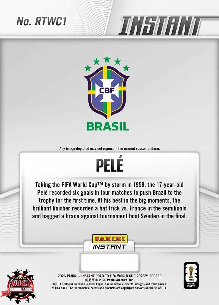 RTWC001 | Panini | Road to FIFA World Cup | 2026 | PANINI INSTANT | Pele | Base | Exclusive USA | Limited Editions | PREORDEN