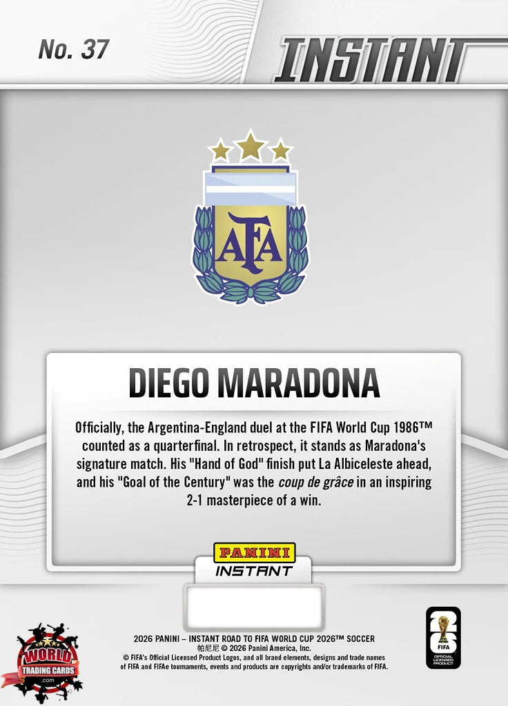 RTWC037 | Panini | Road to FIFA World Cup | 2026 | PANINI INSTANT | Diego Armando Maradona | Base | Exclusive USA | Limited Editions | PREORDEN