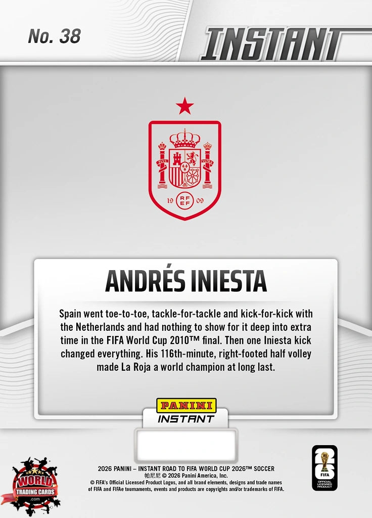RTWC038 | Panini | Road to FIFA World Cup | 2026 | PANINI INSTANT | Andres Iniesta | Base | Exclusive USA | Limited Editions | PREORDEN