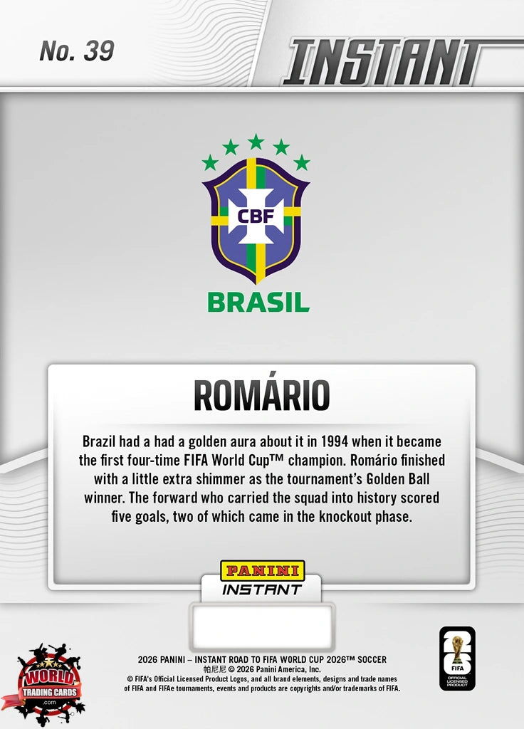 RTWC039 | Panini | Road to FIFA World Cup | 2026 | PANINI INSTANT | Romario | Base | Exclusive USA | Limited Editions | PREORDEN