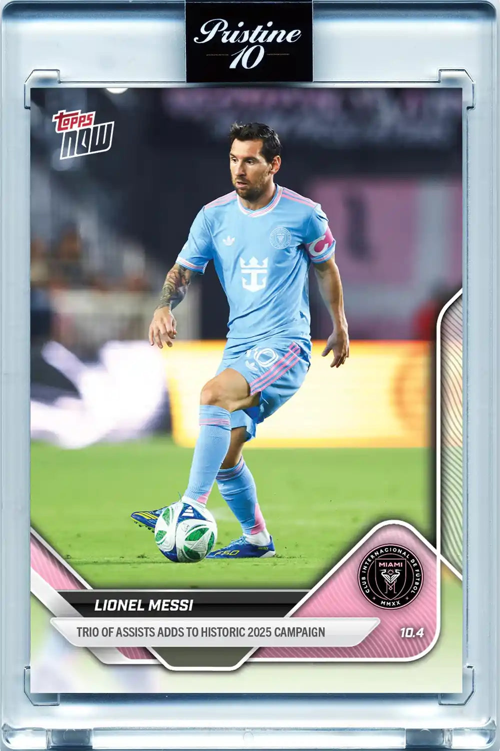 Topps Now MLS 2025-26 - Lionel Messi #107 - Pristine 10 - Protección Card Case Magnetic