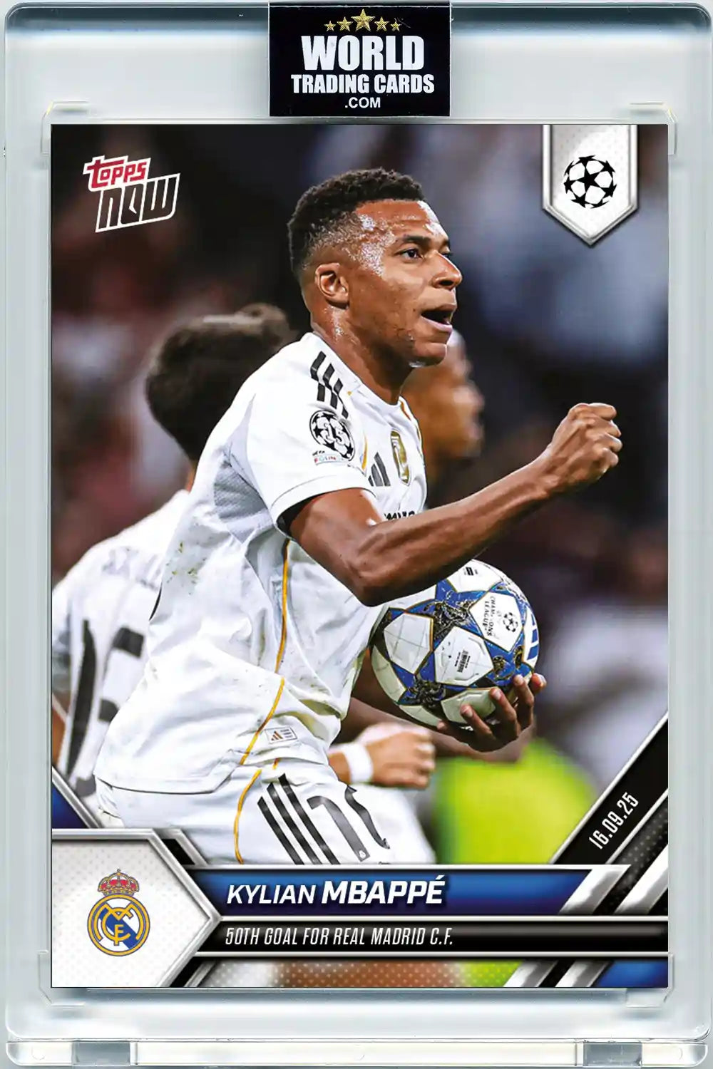 Topps Now - UEFA Champions League 2025-26 - Kylian Mbappe - Card #008 - Pristine 10 - Protección Card Case Magnetic