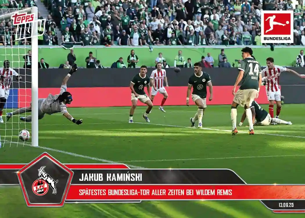 Bundesliga Topps NOW-2025-26-Topps-Cromo-Trading Card-Jakub Kamiński-Wolfsburg-#020