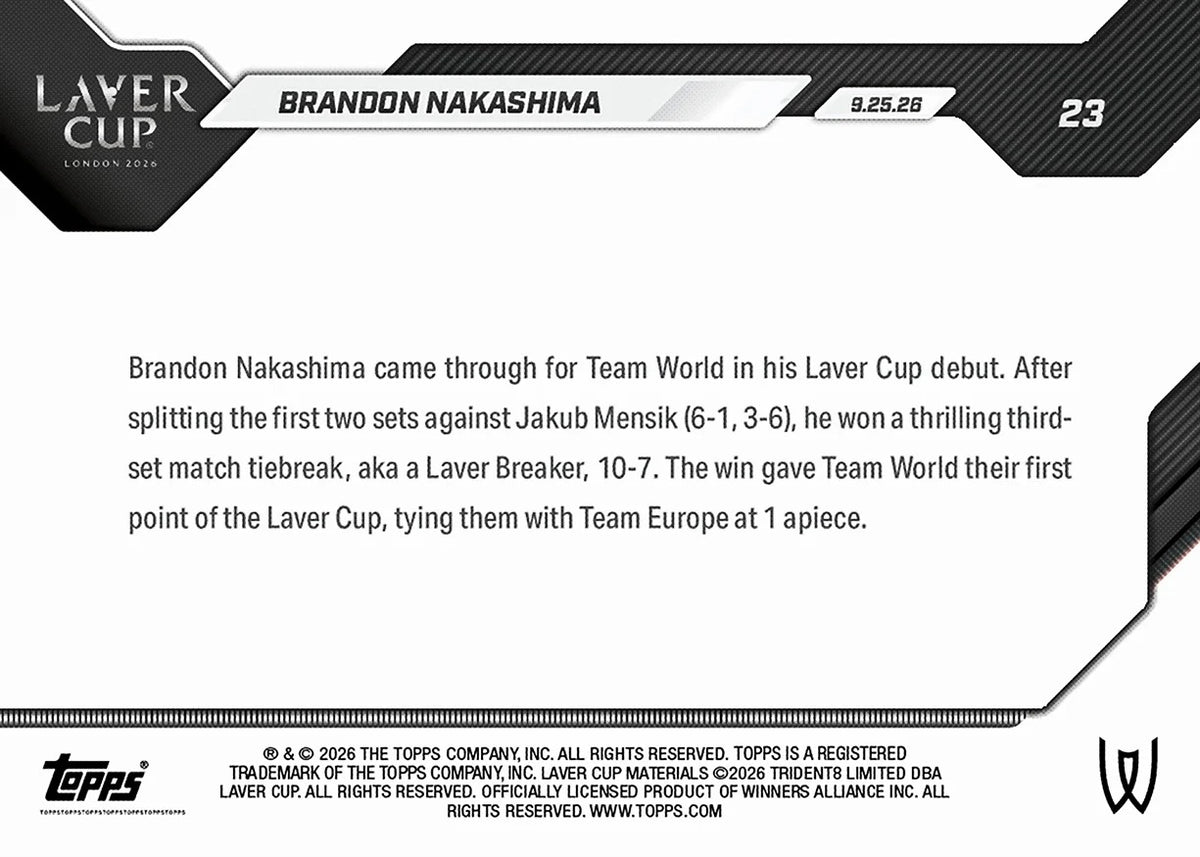 2026 | Topps | Now | Tennis | #023 | Brandon Nakashima | Base