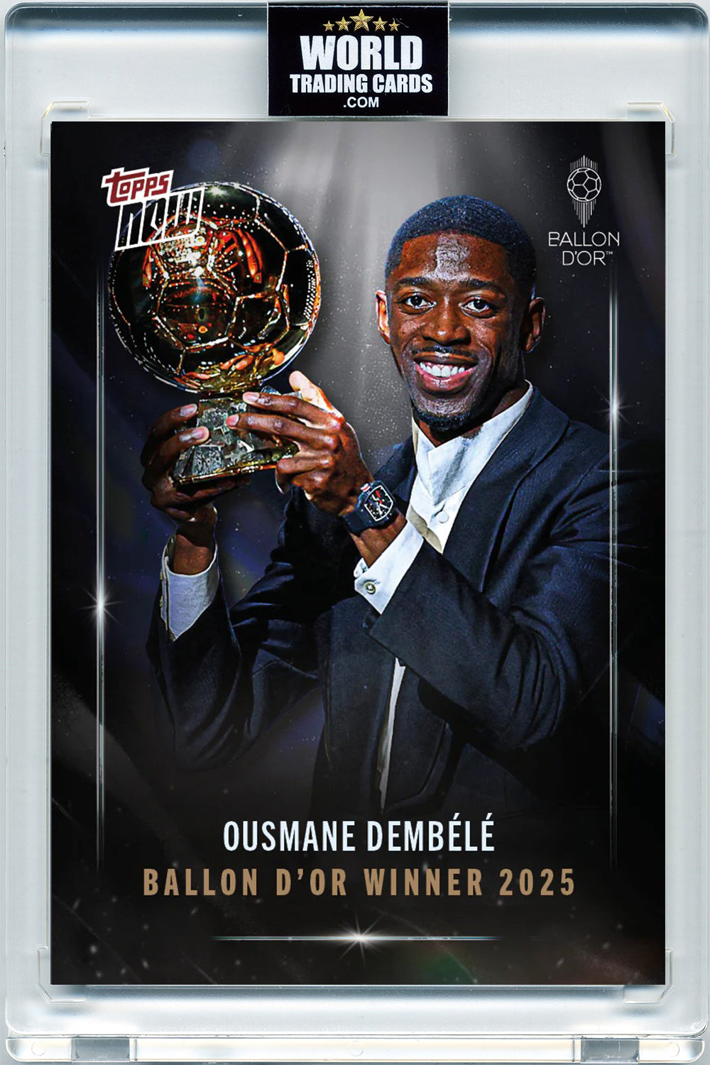 Topps Now - Ousmane Dembele - Balon de Oro 2025 - Card #001 - Pristine 10 - Protección Card Case Magnetic