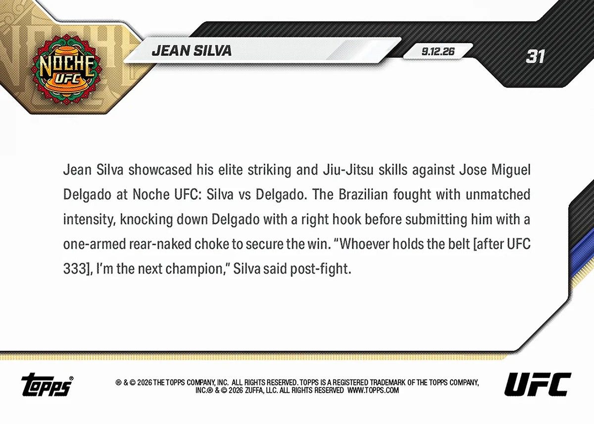 2026 | Topps | Now | UFC | #031 | Jean Silva | Base