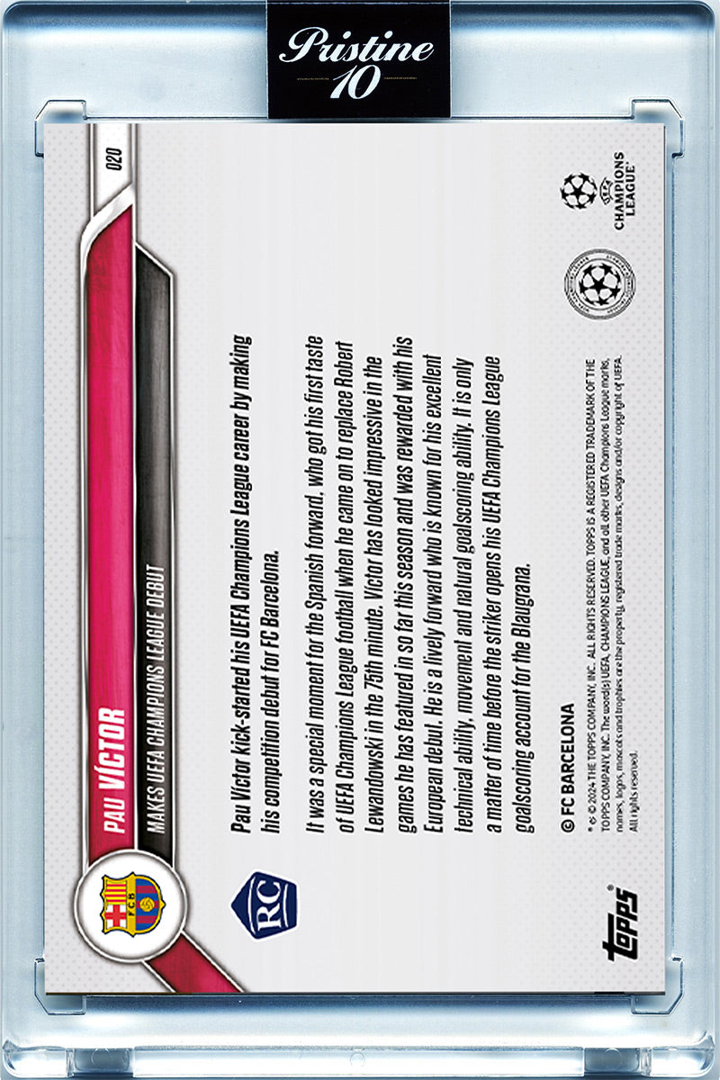 Pau Victor - 2024 - Topps Now UCL - Barcelona - ROOKIE - Debut UCL - #20 - World Trading Cards - Tarjeta Fútbol - Cromos Pristine 10