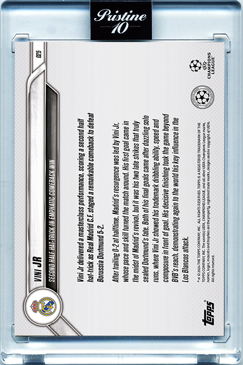 Vinicius Jr. - 2024 - Topps Now UCL - Real Madrid - HAT-TRICK - #025 - World Trading Cards - Football Card - Pristine 10 Stickers